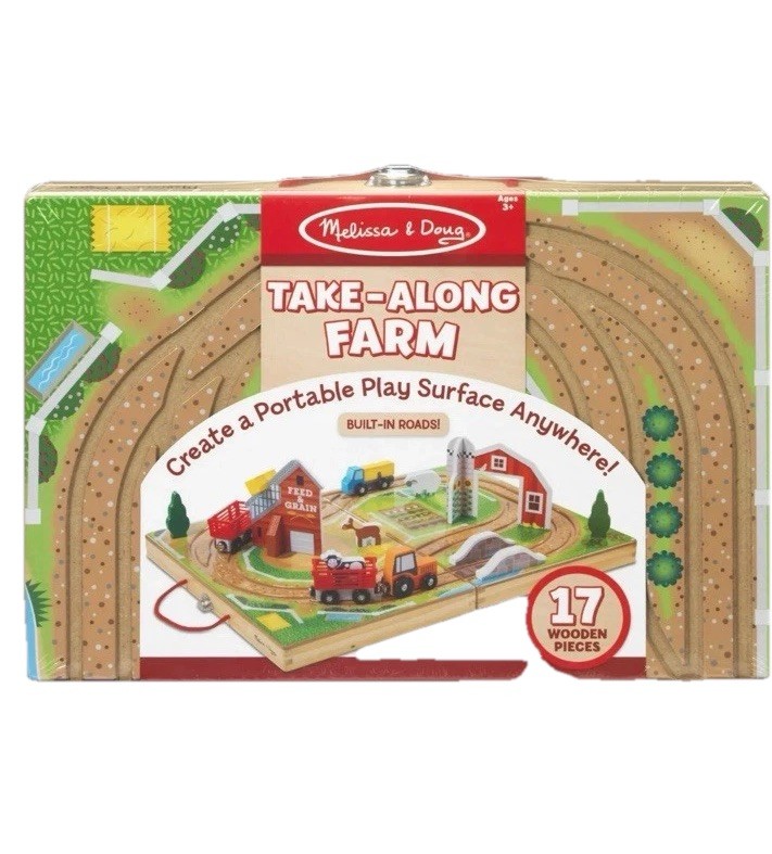 Melissa & Doug Wooden Take-Along Farm 17-Pieces Portable New