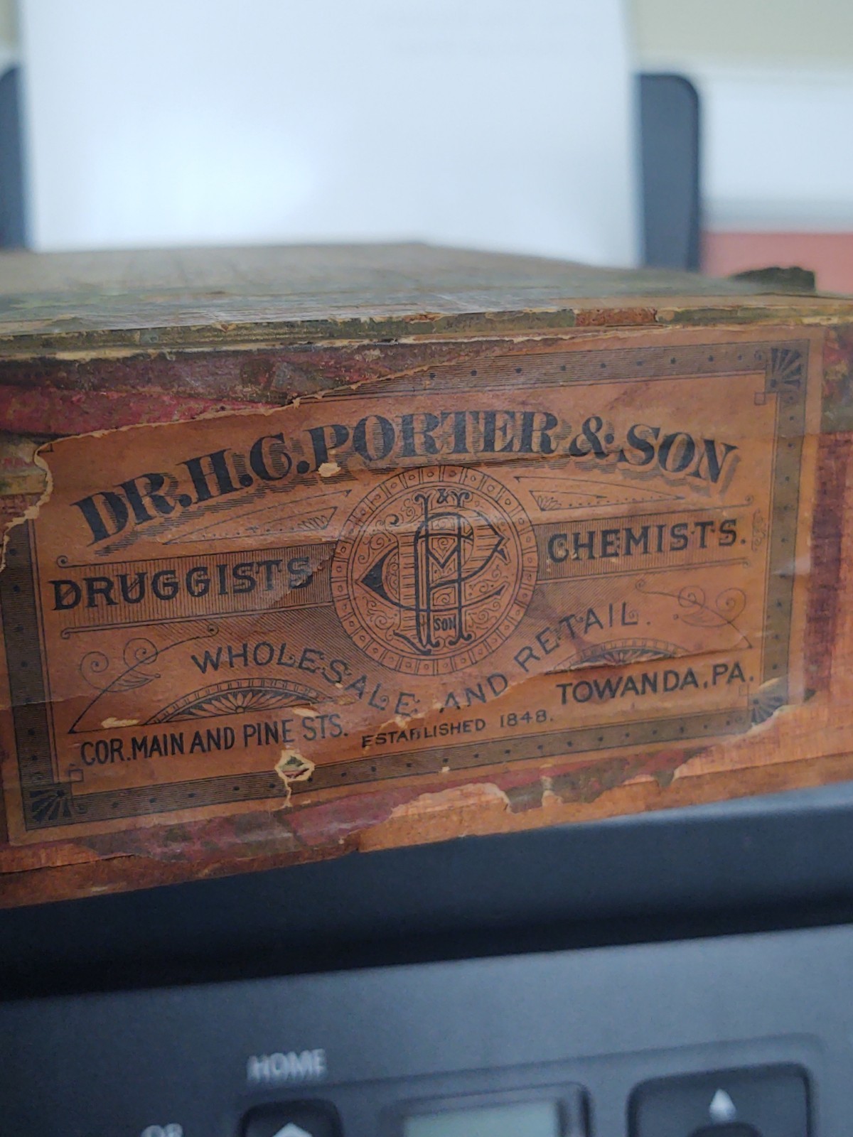 Antique Wood Cigar Box Justin Seubert , American Eagle , Retail label Towanda