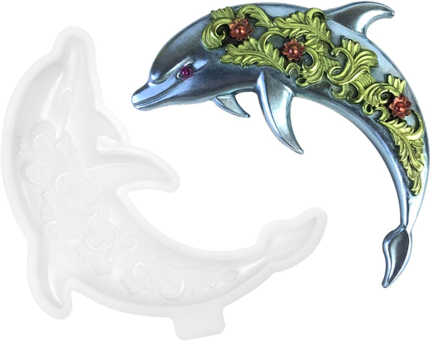 3D Crystal Ocean Animals Silicone Mold Dolphin Resin Mold for Epoxy/Uv Resin Cas