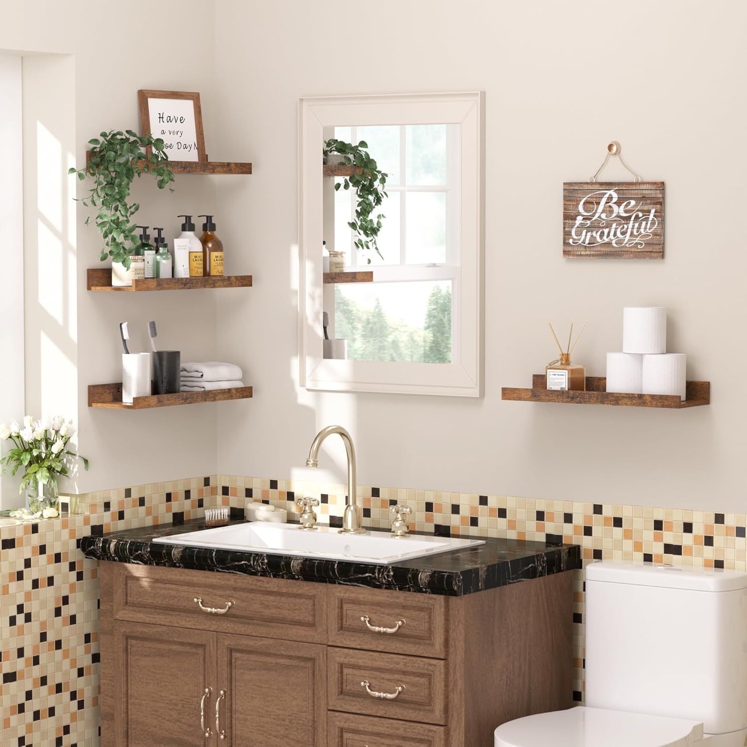 Floating Shelves for Wall, Wall Shelves for Decor Storage Set of 6, Wall Mounted