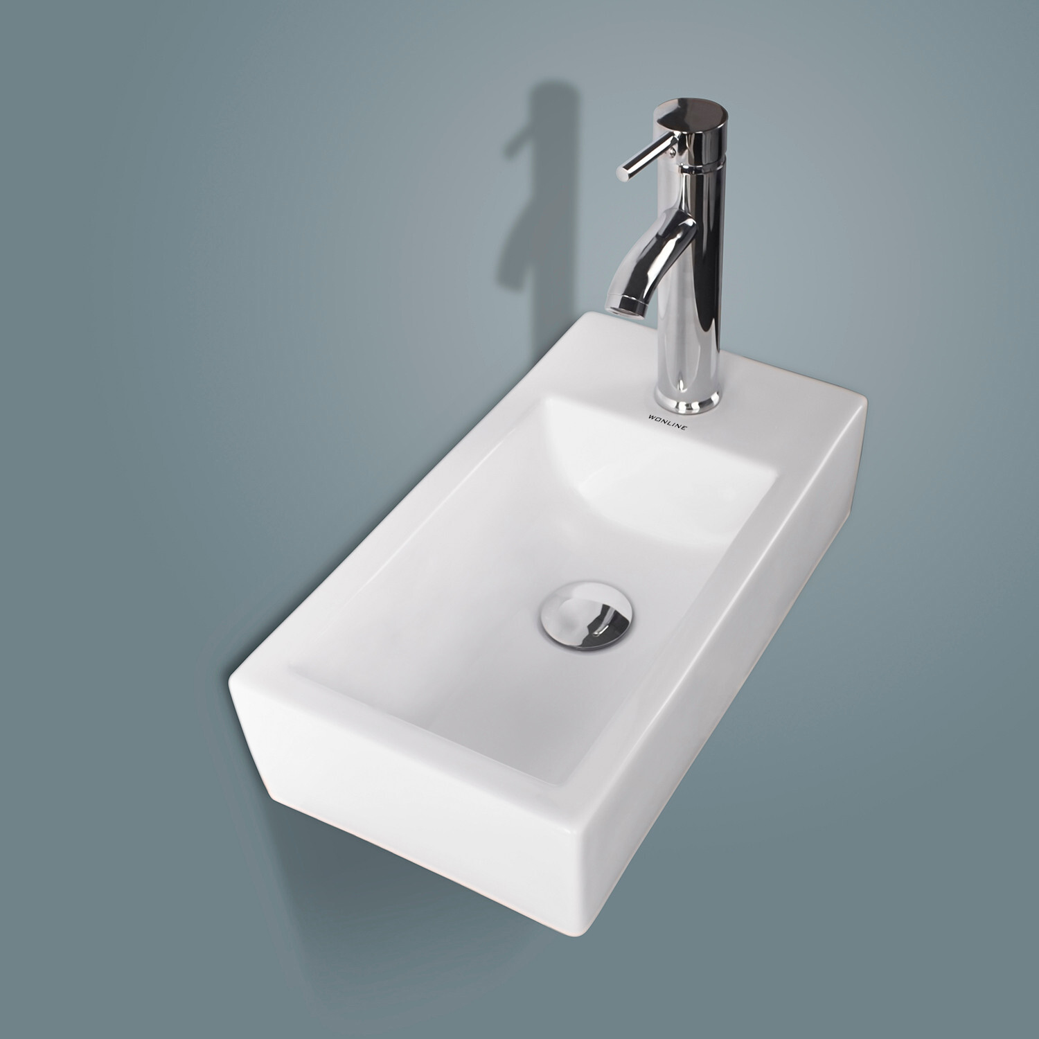 Wall Mount Bathroom Corner Sink Ceramic Vessel Small Sink w/ Faucet Drain White