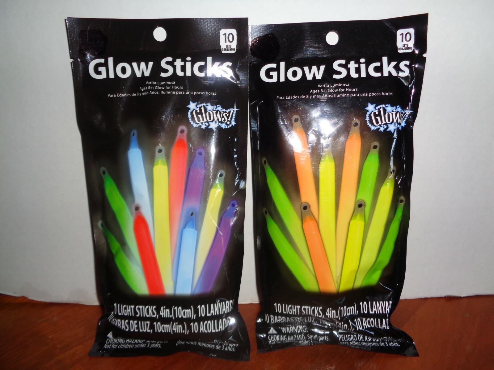Lot of 20 4" GLOW LIGHT STICKS w/LANYARDS 7 MULTIPLE ASSORTED COLORS 2-10 PACKS