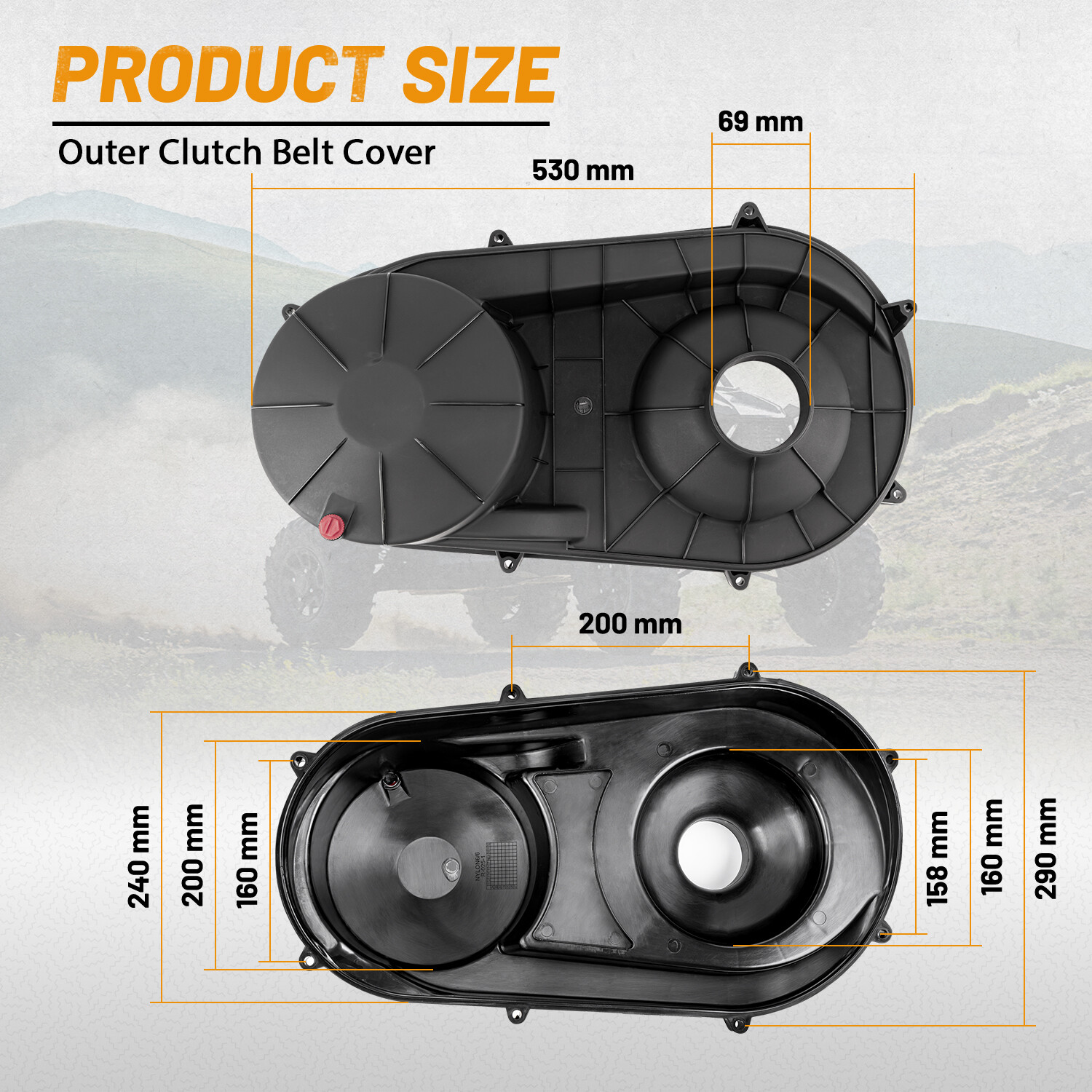 For 2014-2023 Polaris General 1000 Ranger RZR Inner + Outer Clutch Belt Cover