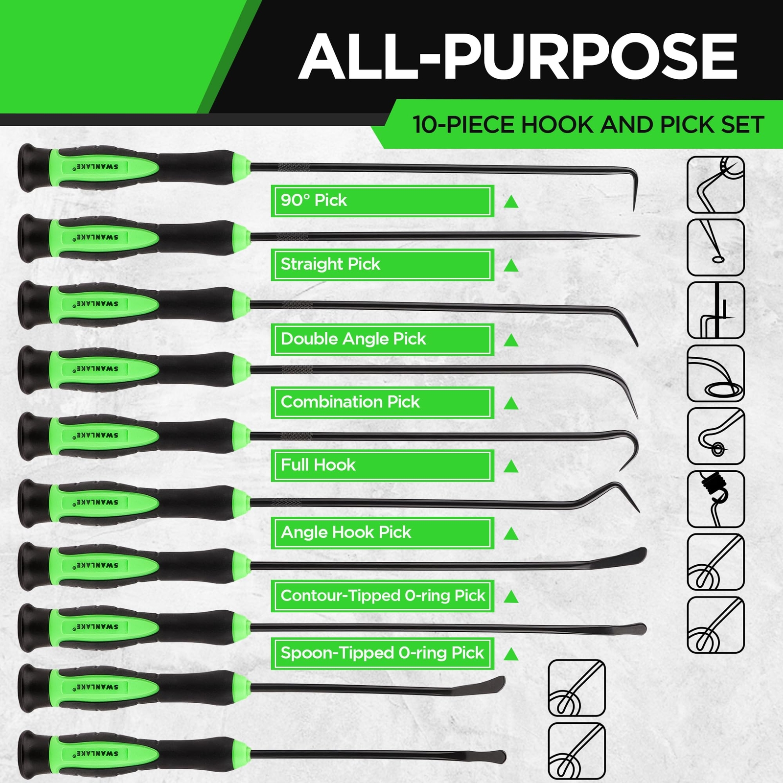 Swanlake Pick And Hook Set Pick Tool Set For Car Auto Oil Seal/o-ring Seal G...