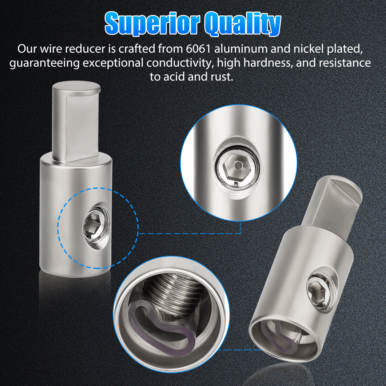 2X Car Audio Power/Ground 1/0 Gauge to 1/0 Gauge Amp Input Reducers Wire Reducer