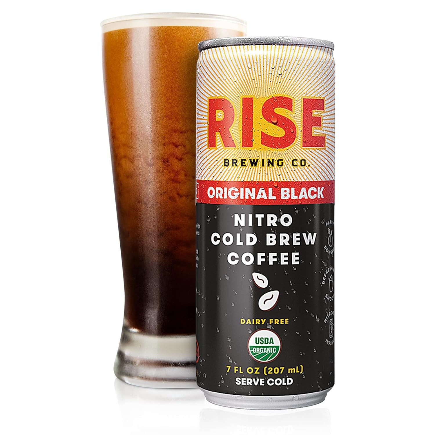 RISE Brewing Co. Original Black Nitro Cold Brew Coffee, 7 oz Cans (12 Pack)