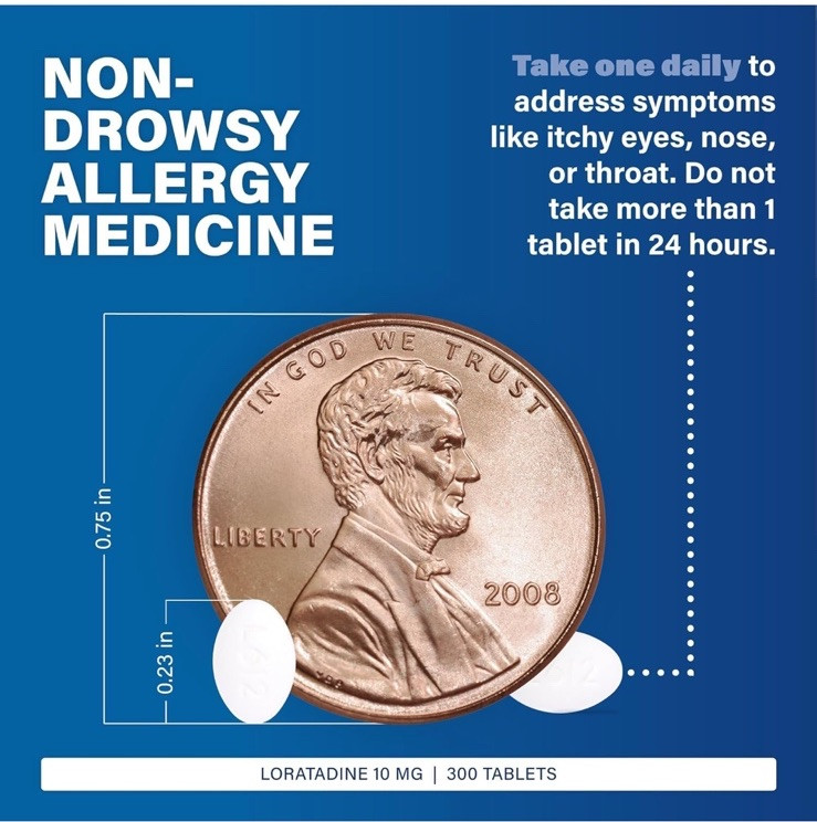 Major Allergy Loratadine 10mg Antihistamine Non-Drowsy Tablets 300 Count