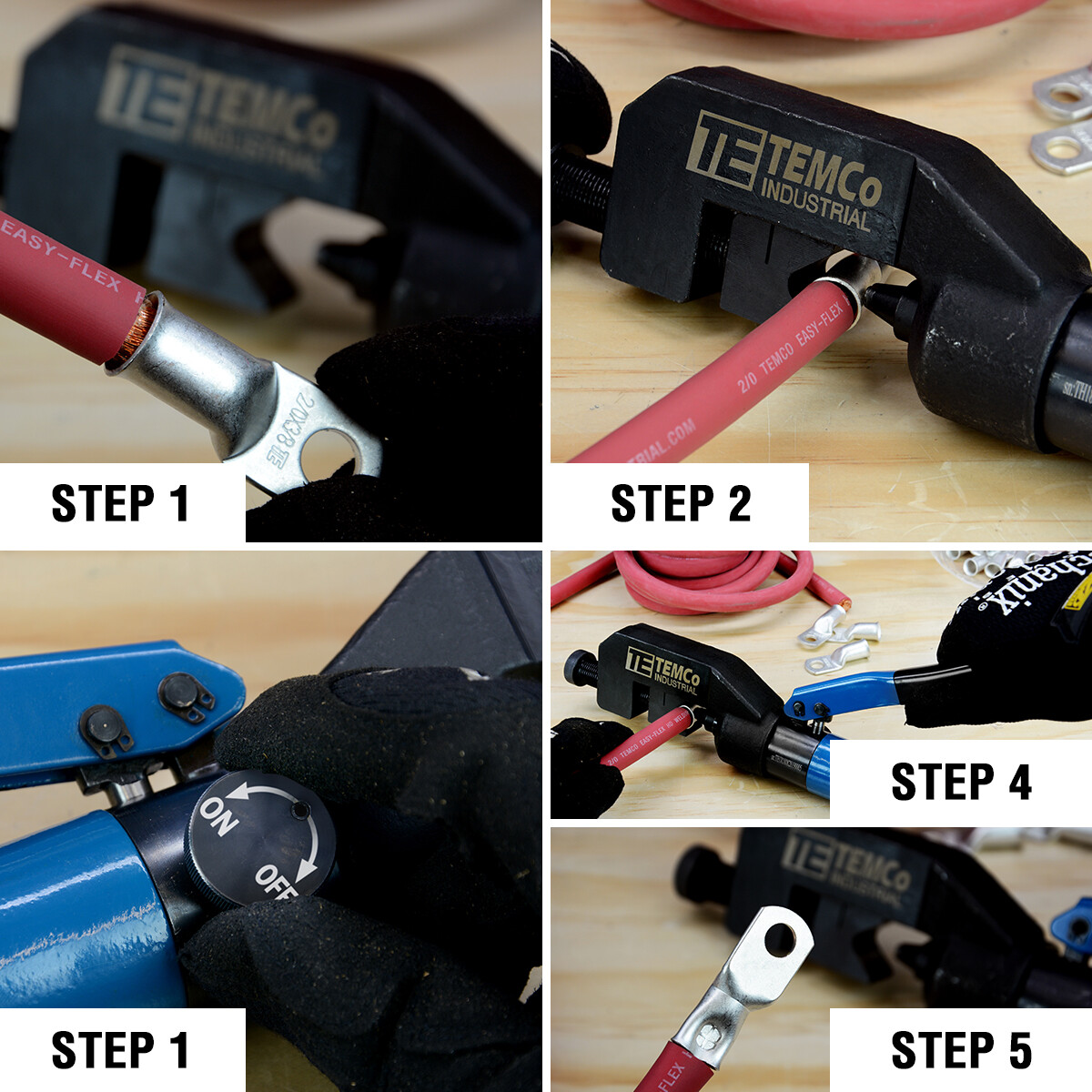 TEMCo Hydraulic Lug Crimper Tool TH1818 DIELESS Indent 10AWG to 400MCM