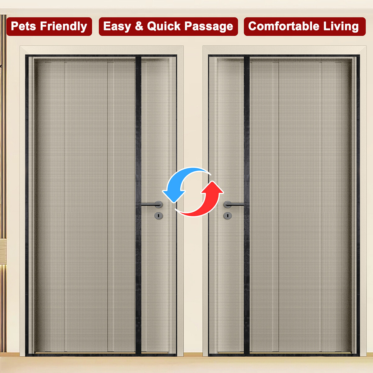 Magnetic Screen Door Mesh Curtain Heavy Duty Mosquito Net Bug Hands Free Closer