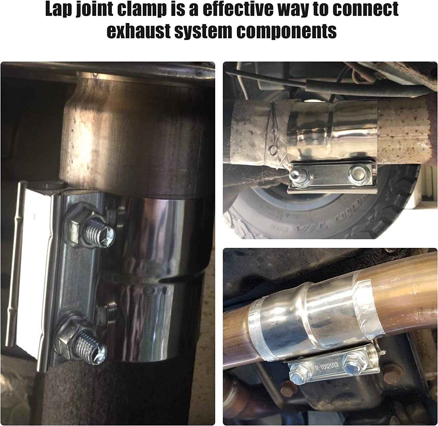 2PCS 2.5" Lap Joint Exhaust Band Clamp Muffler Sleeve Coupler Stainless Steel