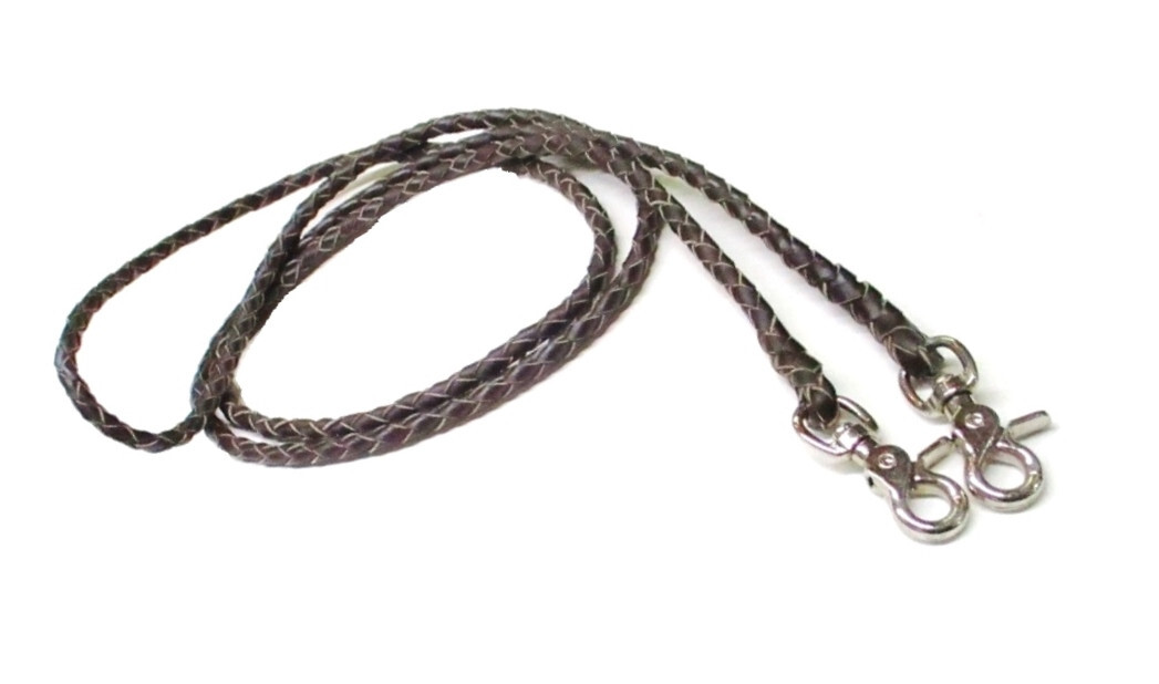 Braided Leather Roping Reins X-Long 8 ft. Plus 4 Plait Dark Brown Mexico Made