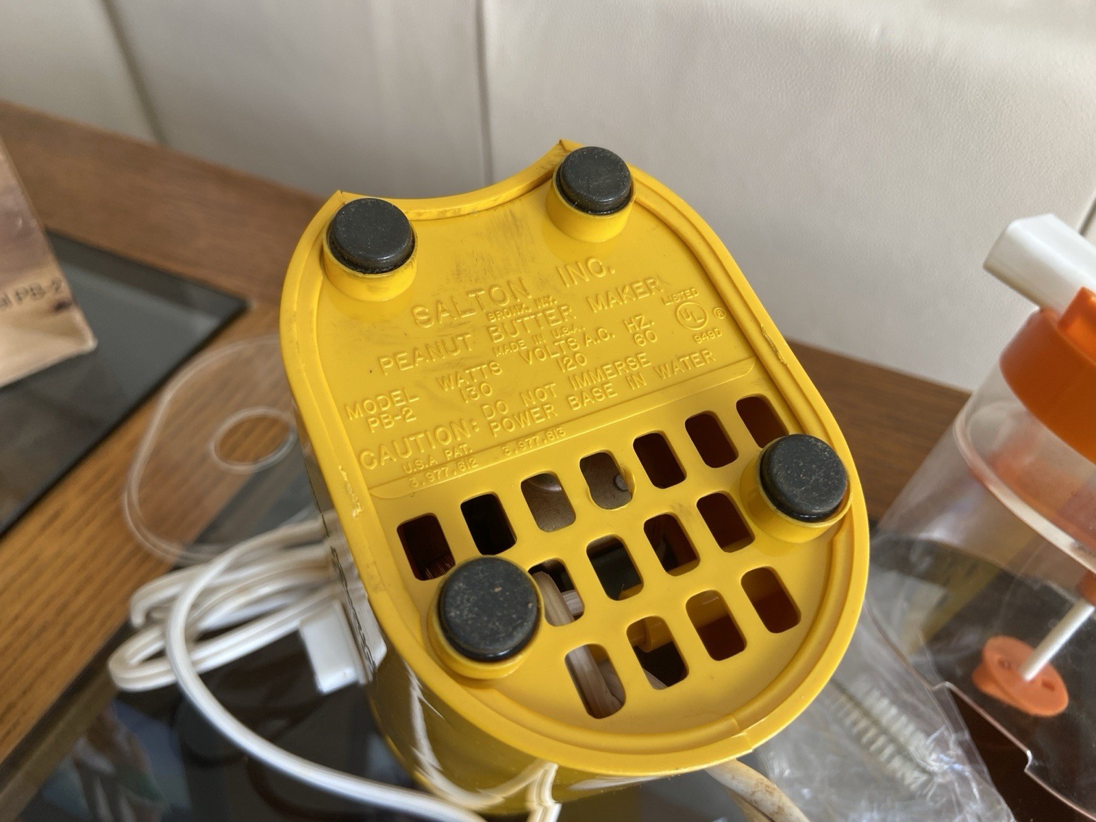 Salton Peanut Butter Maker 1970's Nostalgic Vintage Kitchen Model PB-2 Yellow