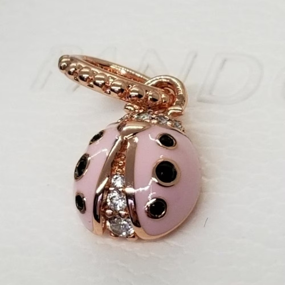 Authentic Pandora Rose Lucky Pink Ladybird Pendant #387909EN160