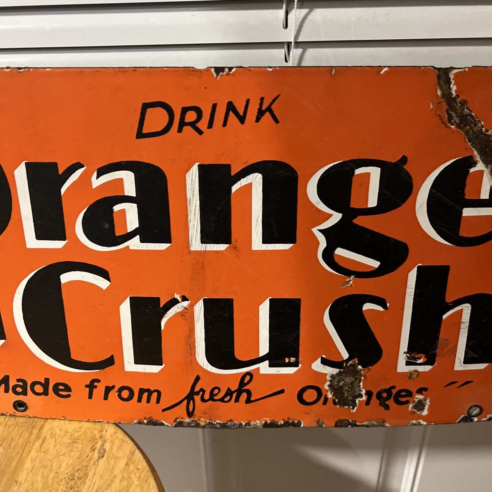 VINTAGE ORANGE CRUSH SODA PORCELAIN SIGN 30” x 10”