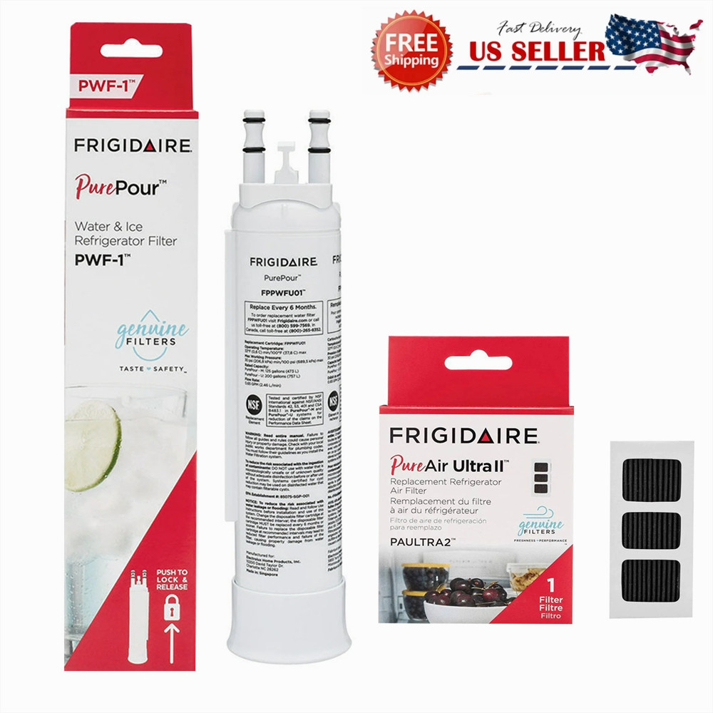 1 Combo Frigidaire FPPWFU01 PurePour PWF-1 Water Filter & PAULTRA2 Air Filter