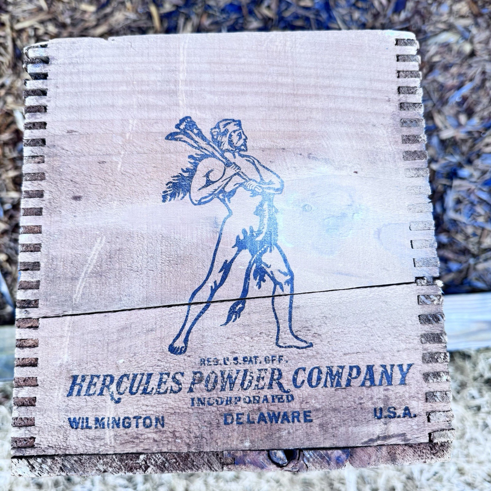Vintage Hercules Powder Co. Blasting Caps Wood Crate Mining High Explosives Box