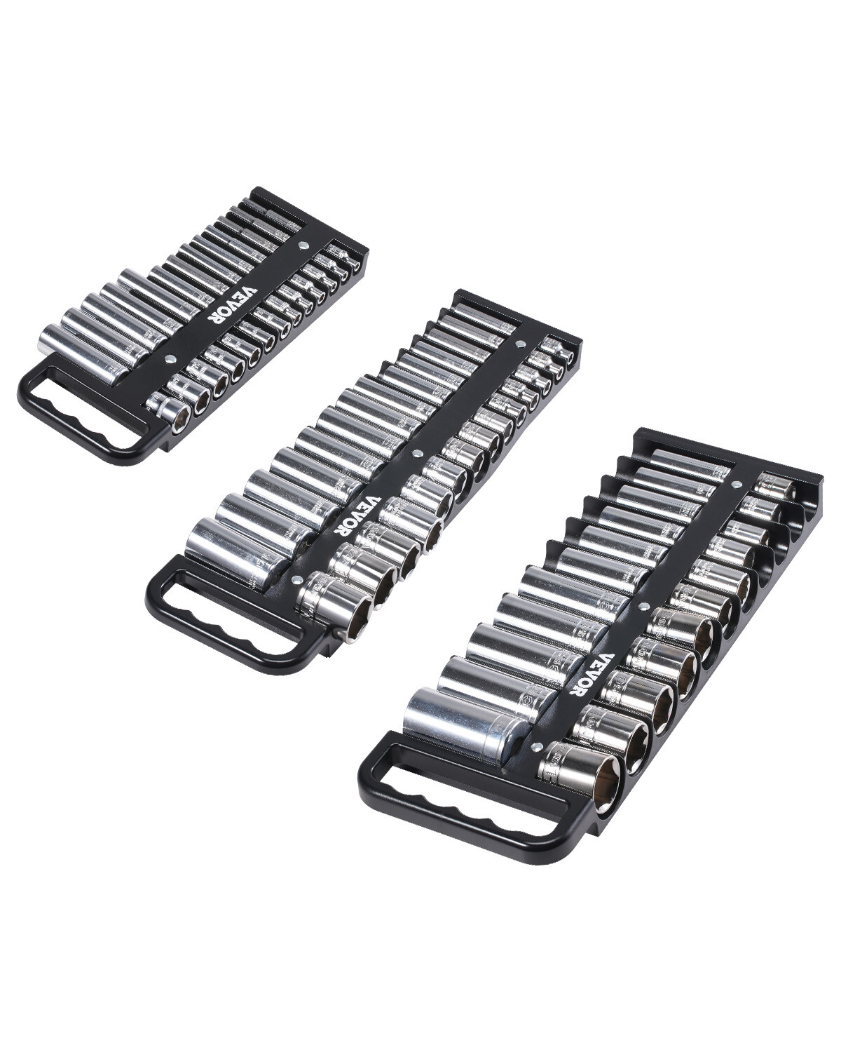 Portable Socket Organizer Set 3PCS 76-Clip Magnetic Socket Tray Metric/SAE