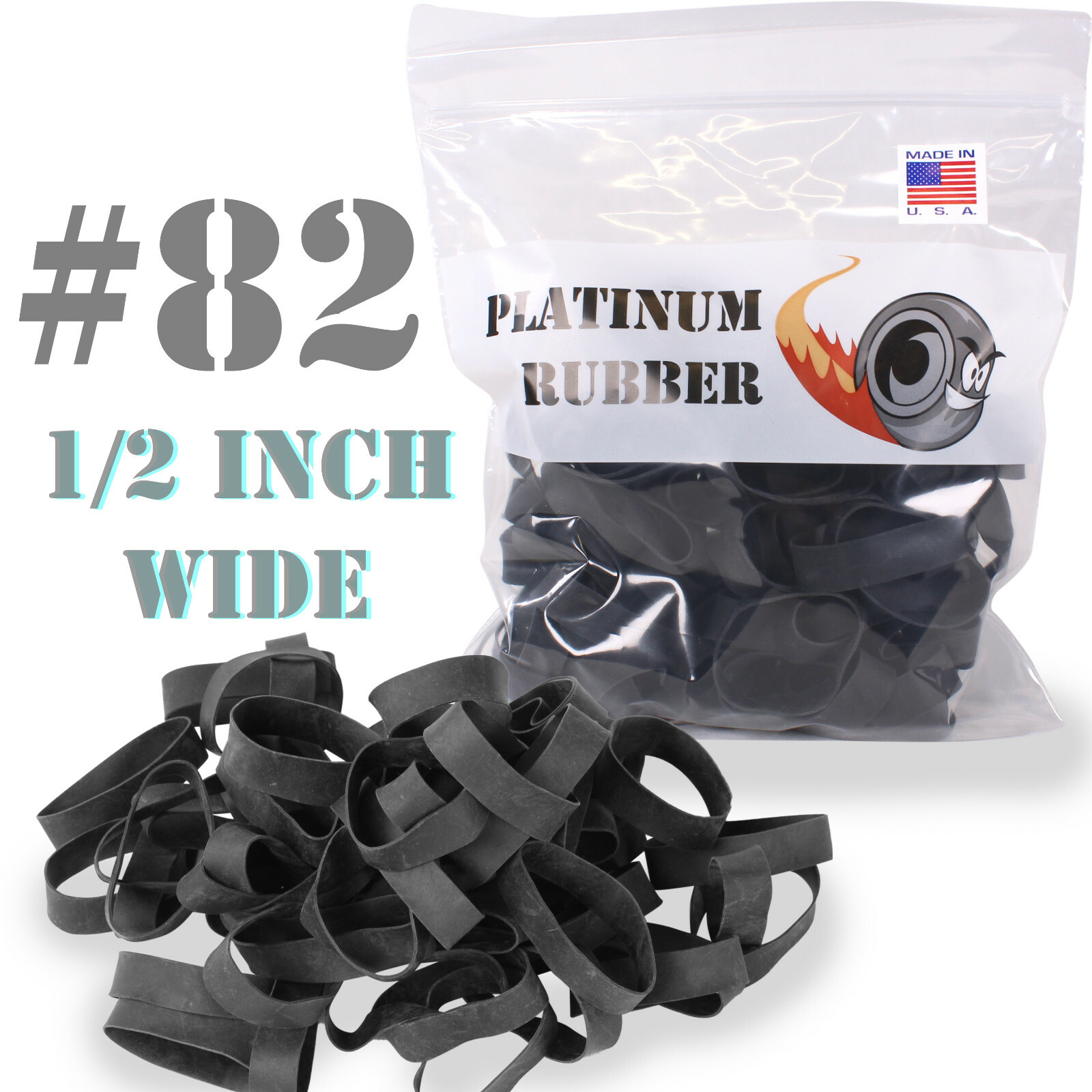 Platinum Rubber Bands #82 Size Black (Extra Wide 1/2 Inch, Large) UV Rated 1LB