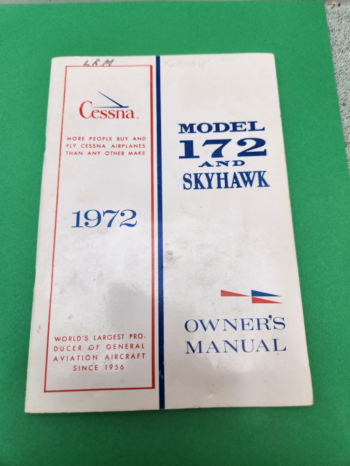 Cessna 1972 Model 172 And Skyhawk Owner's Manual Aviation Flying Aircraft