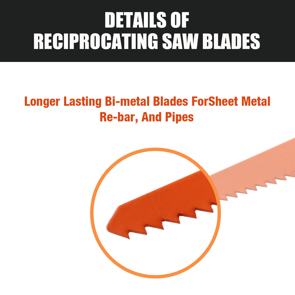 10PC Reciprocating Saw Blades Set Electric Metal Wood Pruning Plastic 1/2"