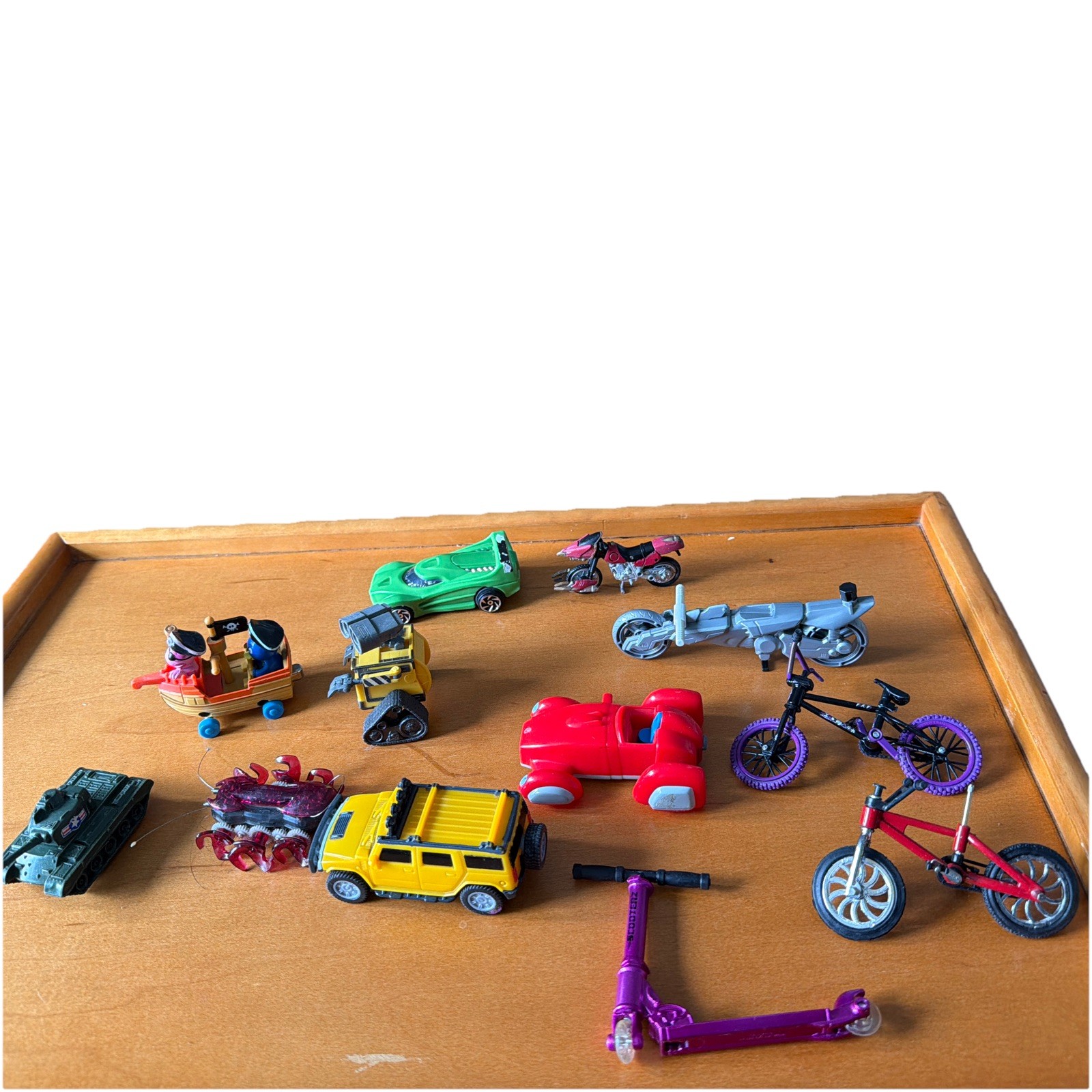 Used miniature toy vehicles and action figures mixed lot