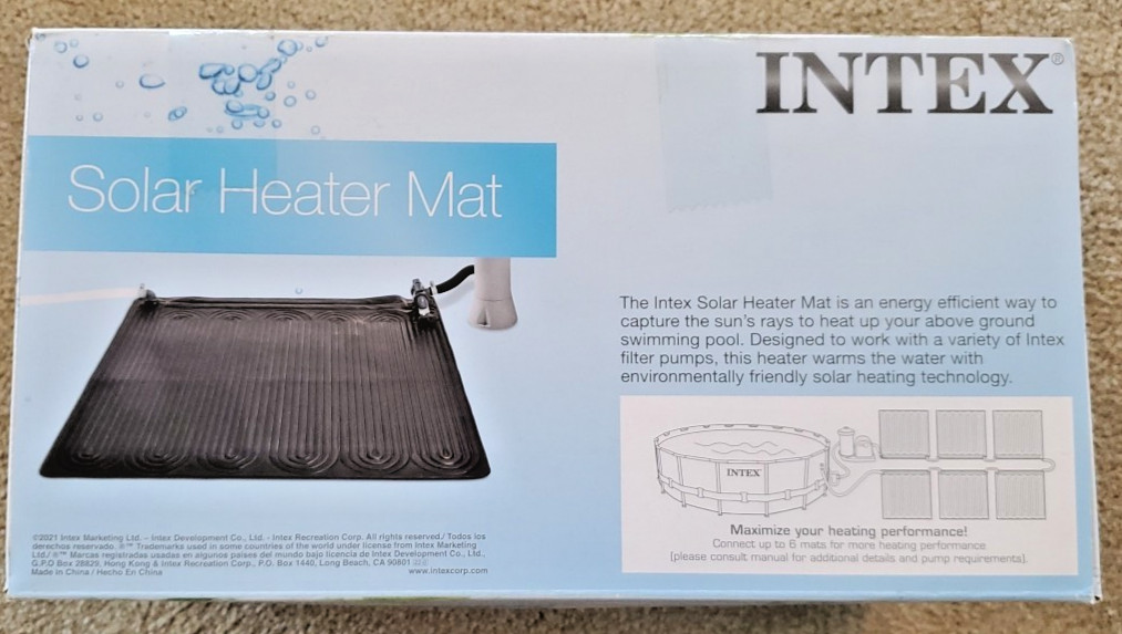 Intex Solar Pool Water Heater Mat 47" x 47" Gallon Above Ground - Black