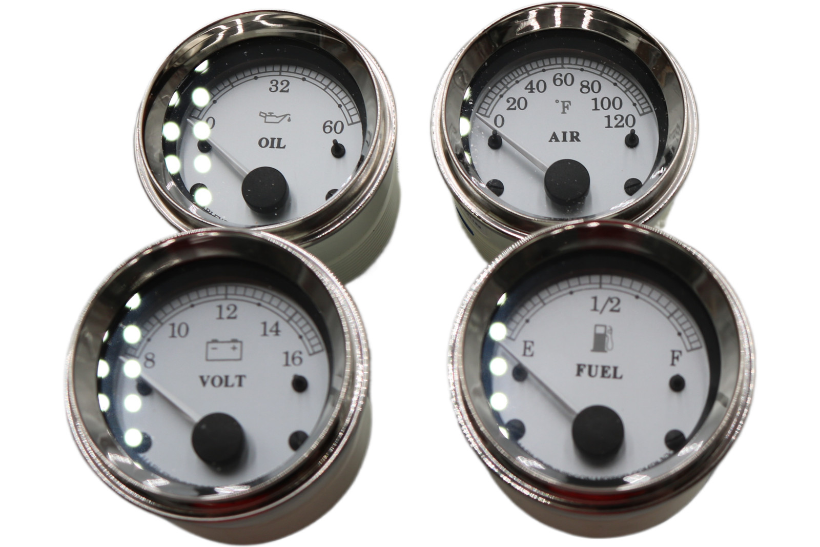 NEW OEM 2001-2013 HARLEY-DAVIDSON TOURING VOLT FUEL OIL AIR GAUGES SILVER FACE