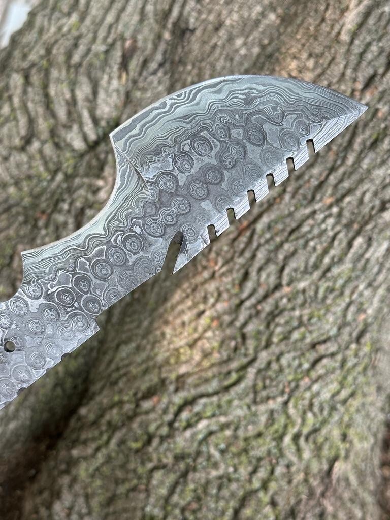 Custom Damascus Steel Hunting Tracker Fixed Blade Knife Blank Blade Full-tang