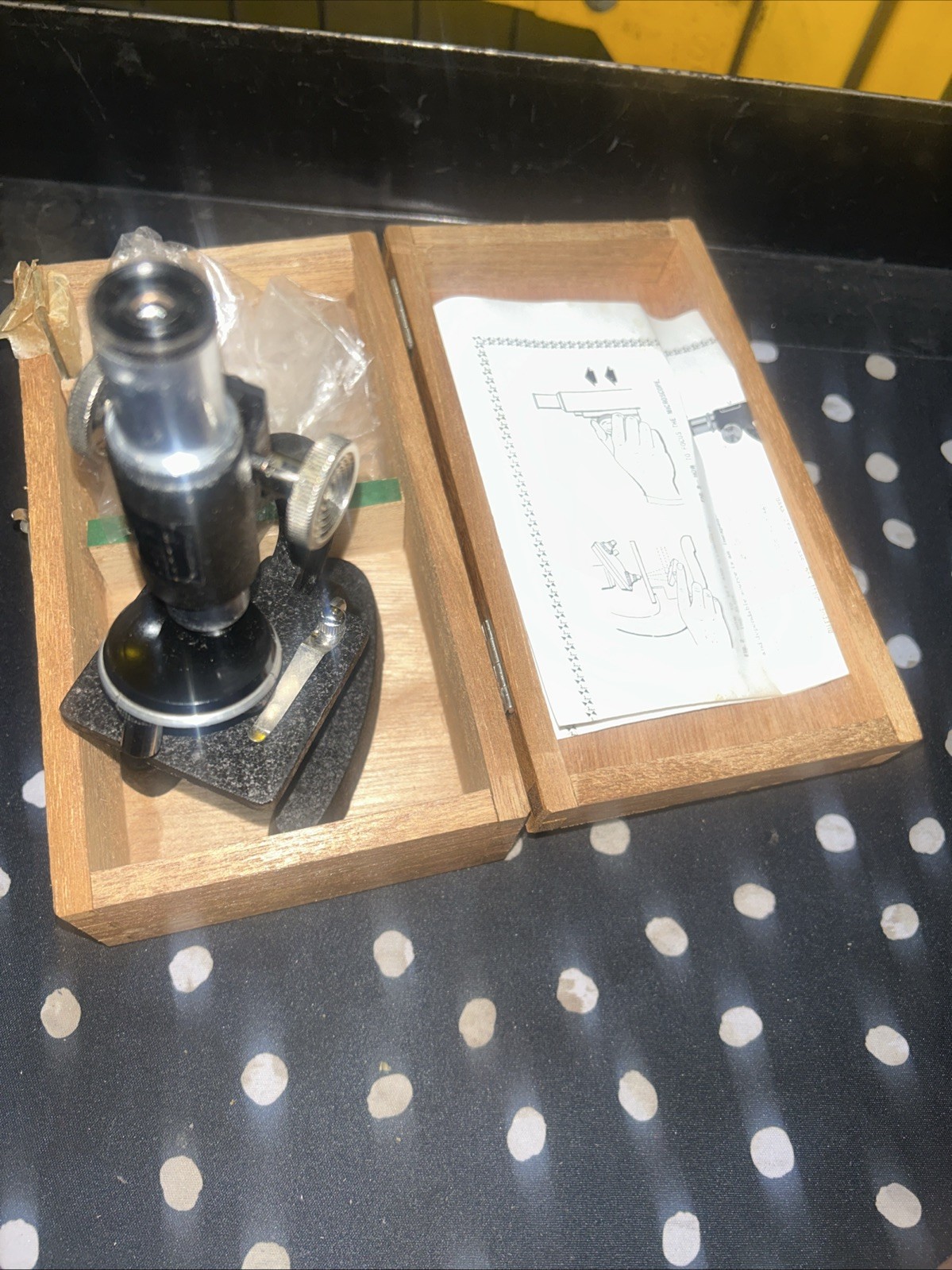 Vintage Y.K.S Microsope With Wood Box Made In Japan