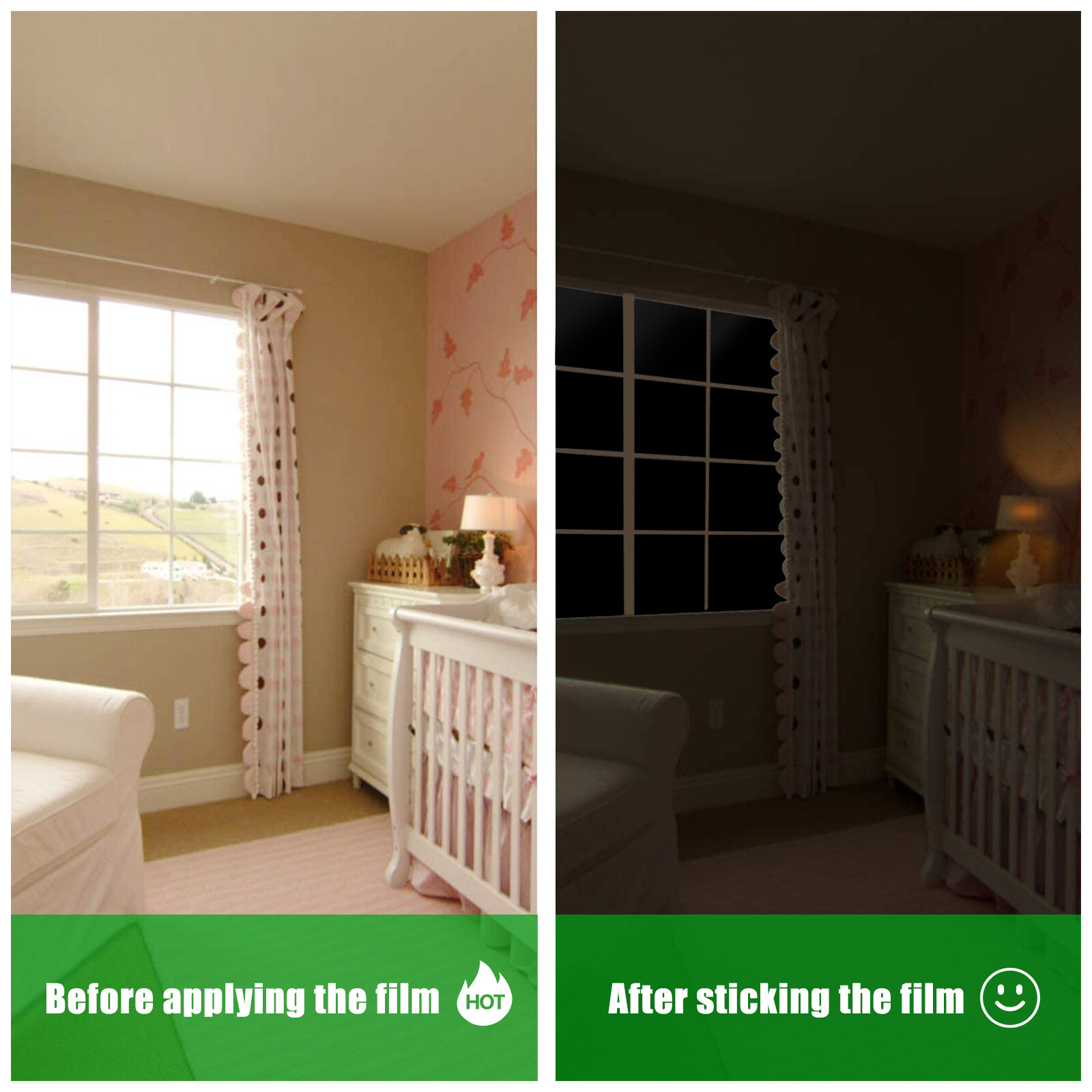 Static Cling Blackout Window Film 100% UV Blocking Thick Black Tinting Sun Cover