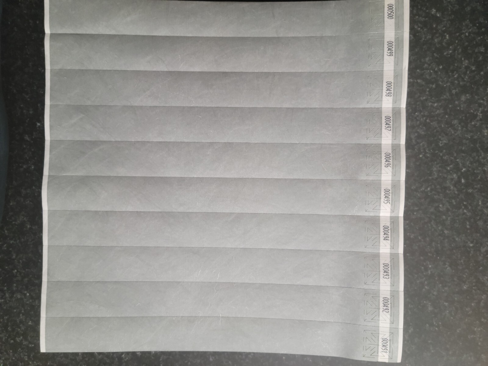 500  1" SILVER TYVEK WRISTBANDS, PAPER WRISTBANDS, FREE SHIP IN USA