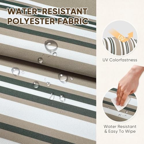 High Back Adirondack Chair Cushions for Outdoor Set of 2 Beige Stripes