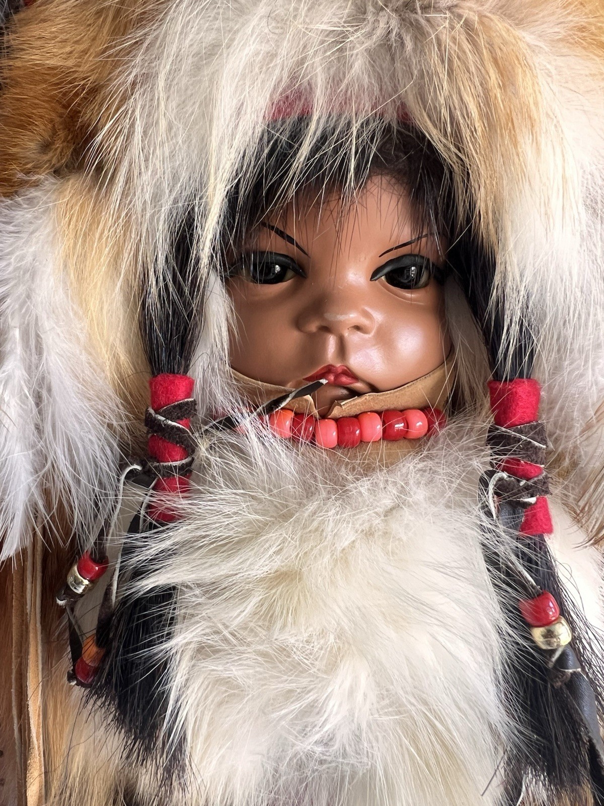 Native American A Papoose/Cradle Board Hand Made 'Coyote Woman' 38" Heavy