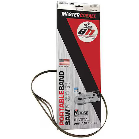 Morse Zwep44811mc Portable Band Saw Blade, 3 Ft. 8-7/8" L, 1/2" W, 8/11 Tpi,