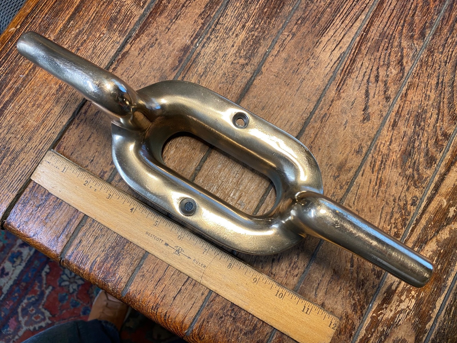 VINTAGE CAST POLISHED BRONZE COMBINATION CLEAT/HAWSE HOLE 12" LONG (2 avail)