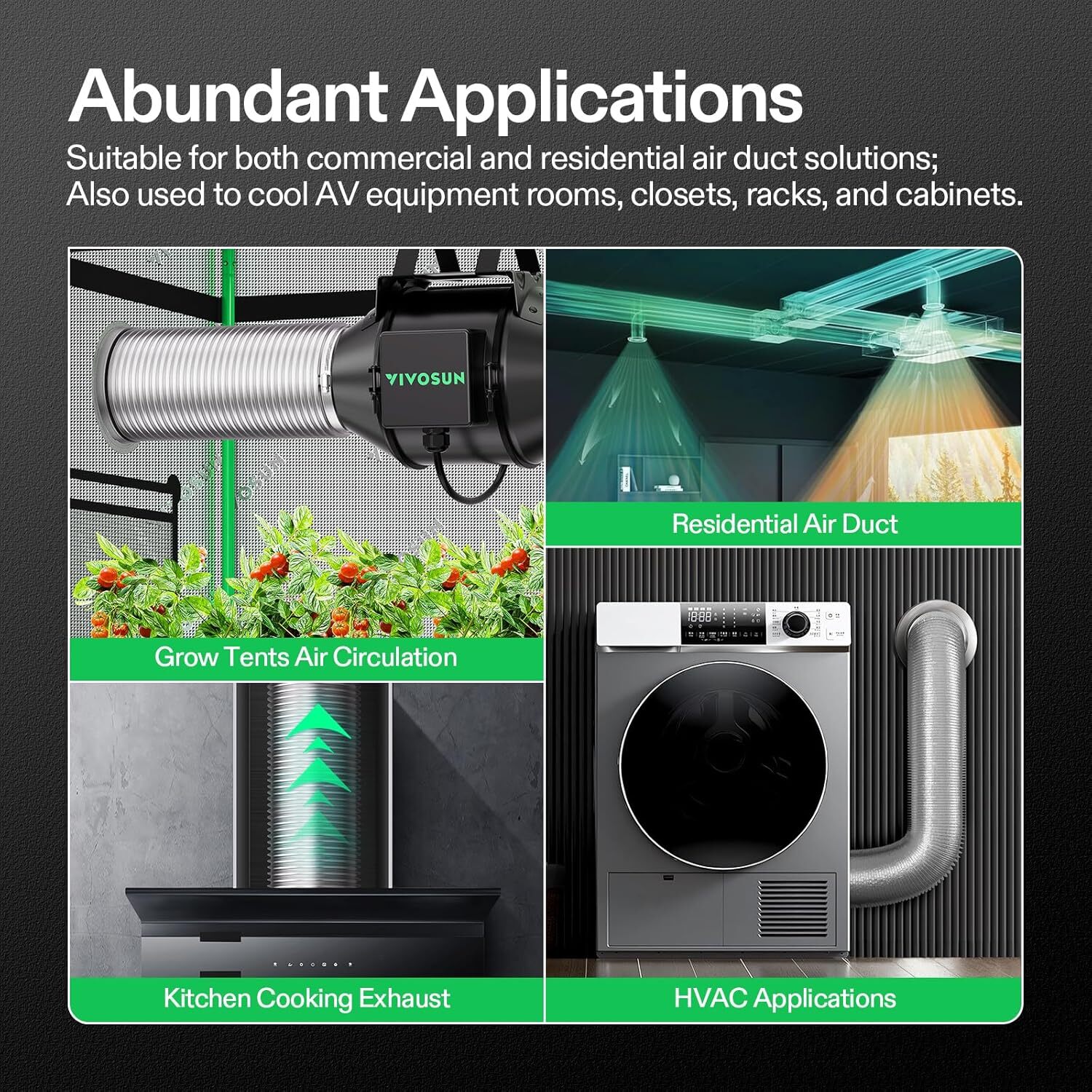 VIVOSUN 2PCS 4"X8Ft Non-Insulated Flex Air Aluminum Ducting for HVAC Ventilation