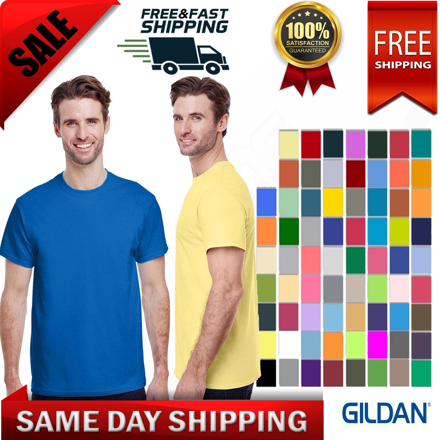 Gildan Mens Premium Short Sleeve Heavy Cotton Plain Blank Casual T-Shirt 5000