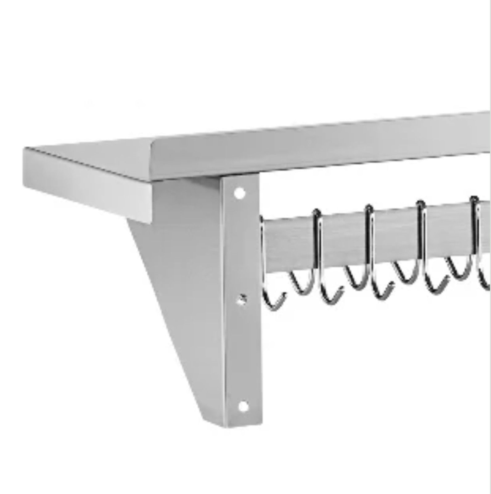 Rack Ollas Acero Inox 48” con 18 Ganchos | 48in Stainless Steel Pot Pan Rack