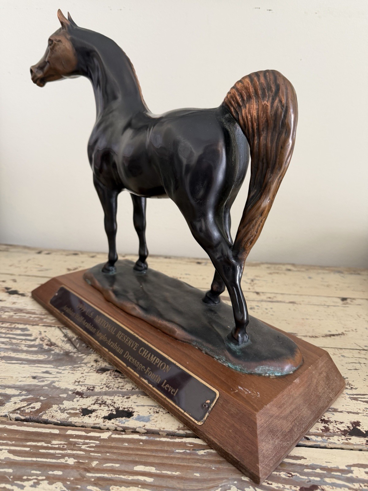 Gladys Brown Edwards (?) Champion Arabian Horse Bronze Sculpture Dressage Trophy