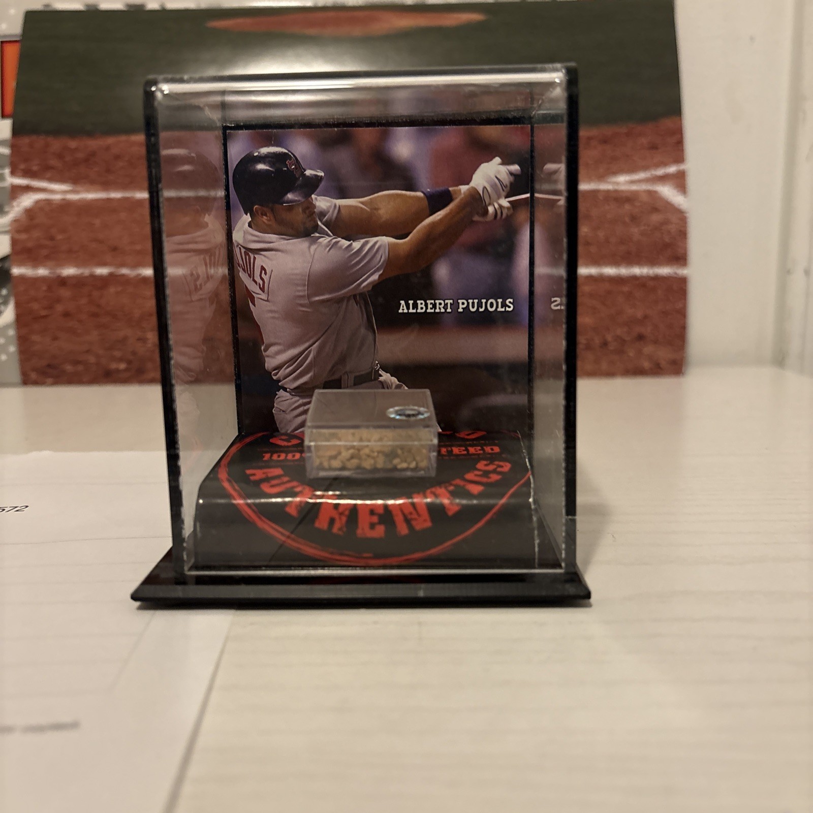 Albert Pujols Certified Authentics Mounted Memories Game Used Dirt