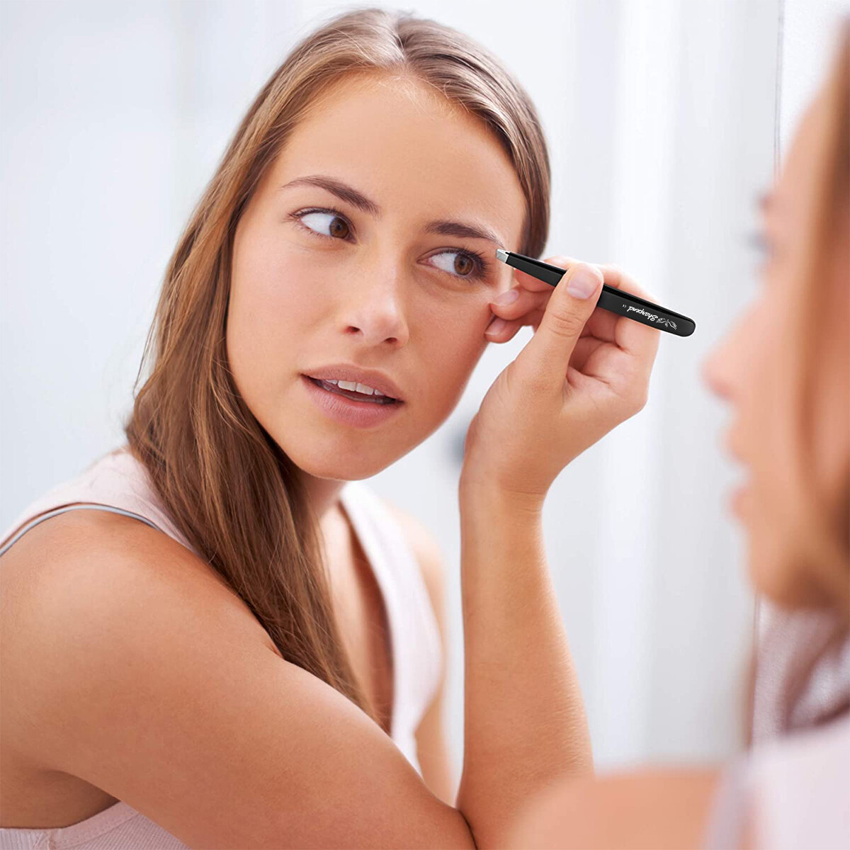 SHARPEND Tweezers Set 4-Piece Professional Stainless Eyebrow Hair Pluckers +Case