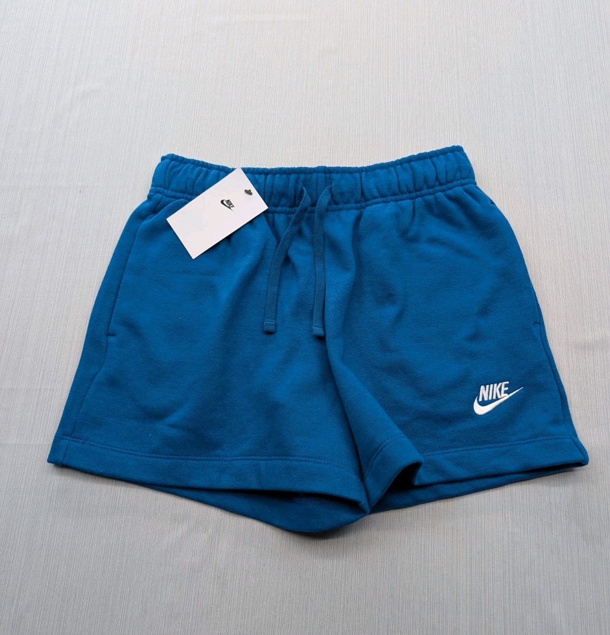 New Nike Club Fleece Mid-Rise Shorts Womens Size Small 3" Blue Green
