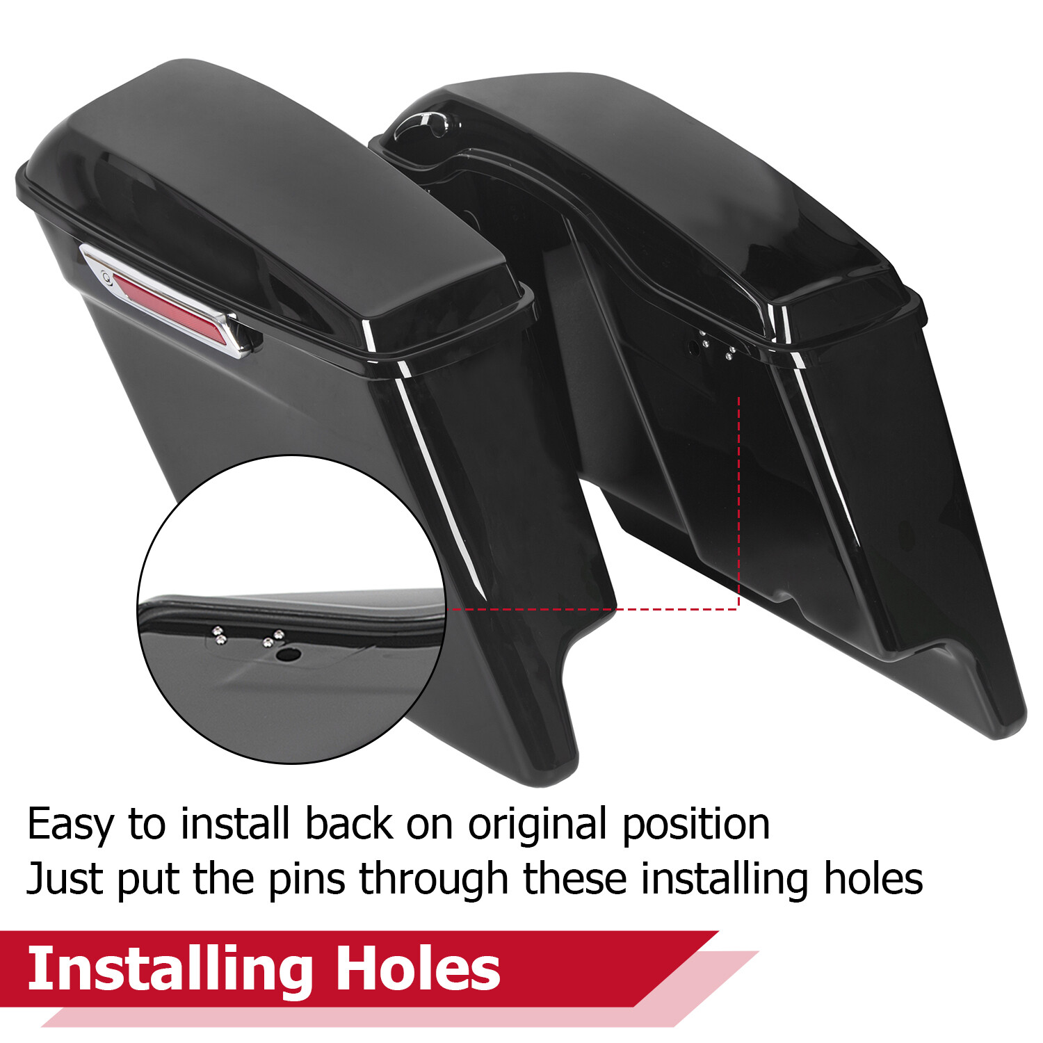 5" Stretched Extended Hard Saddle Bags For 93-13 Harley Street Glide Road King