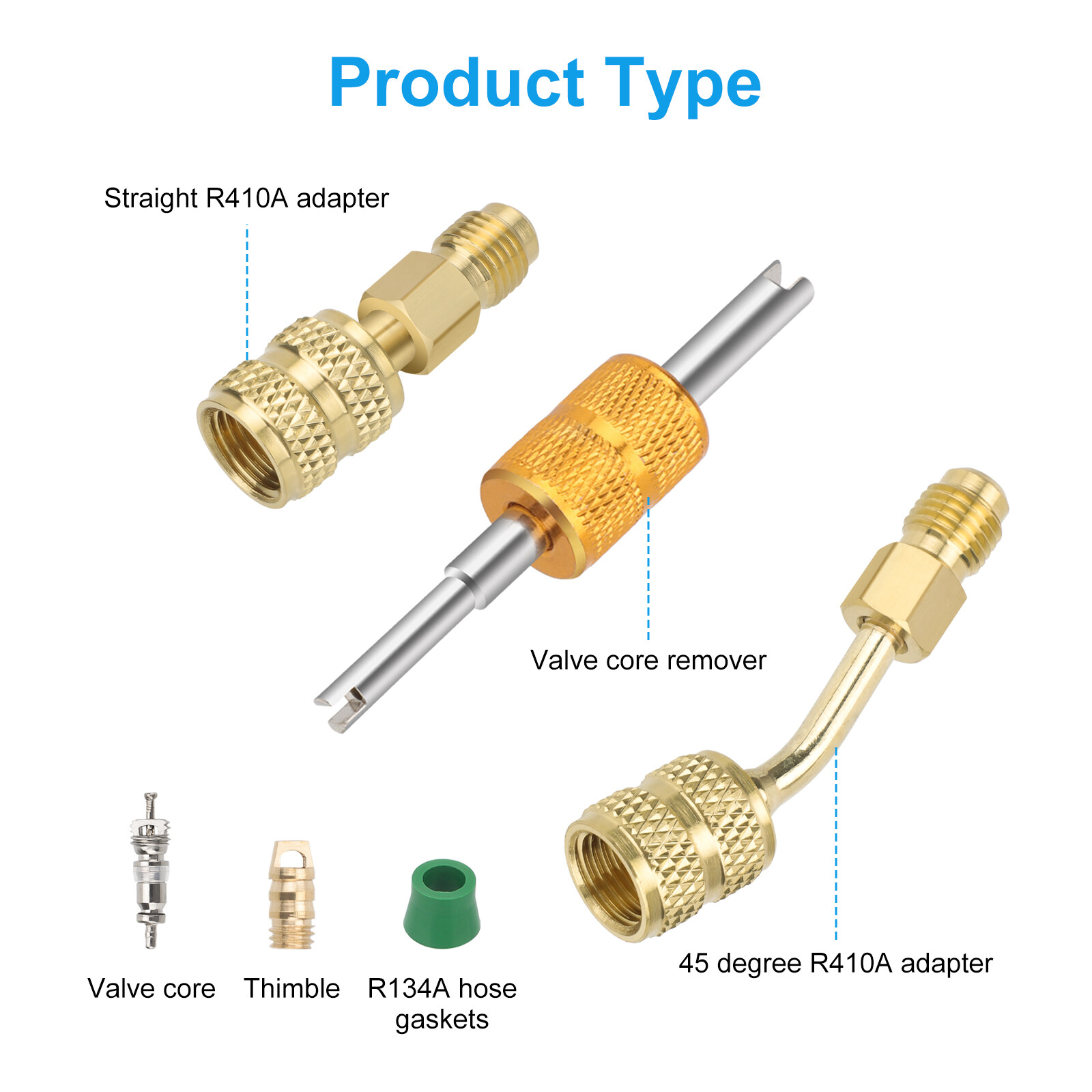 R410A Adapter for Mini Split System, 5/16" SAE Female to 1/4" SAE Male Flare