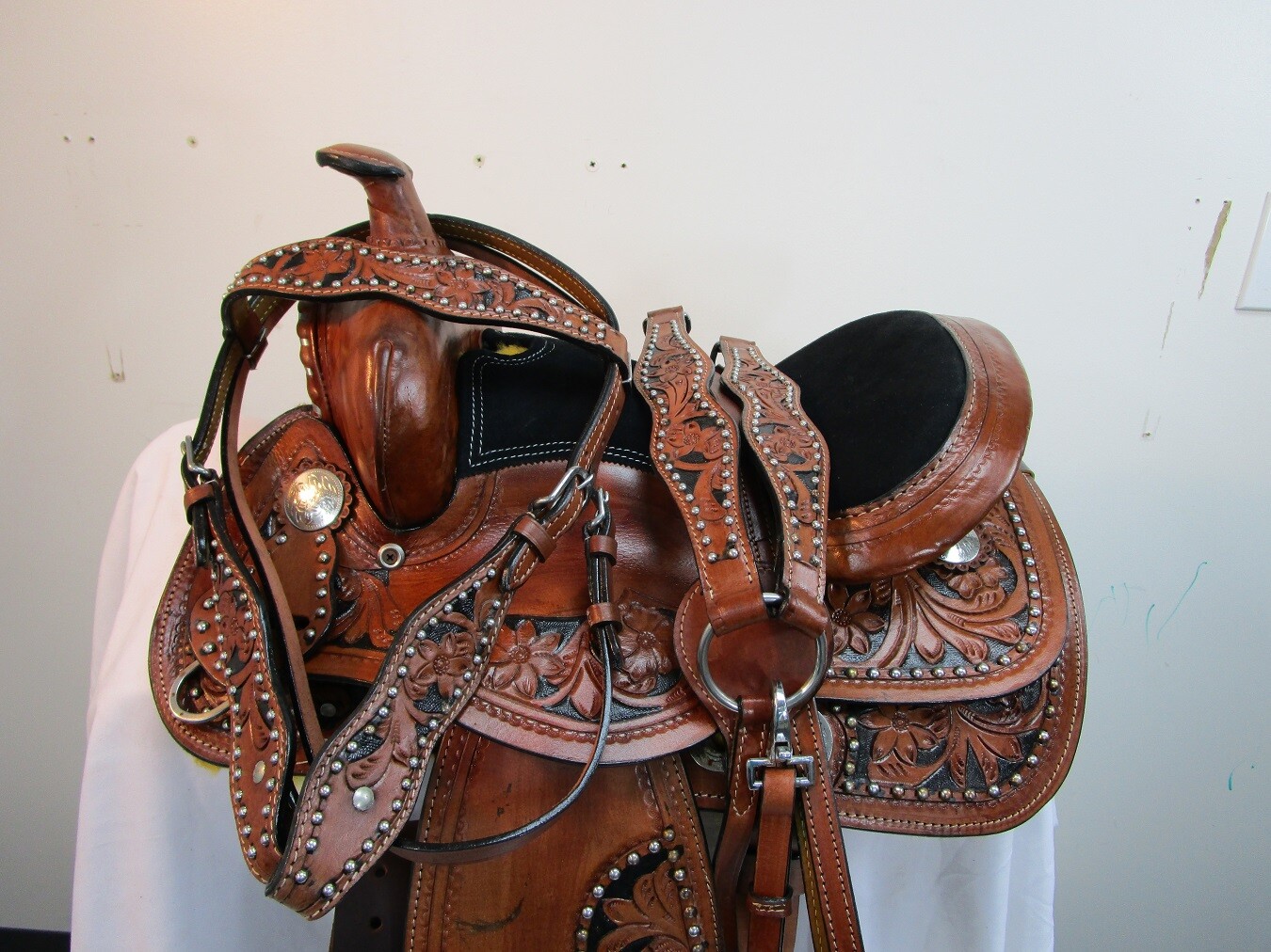 WESTERN TRAIL SADDLE KIDS YOUTH PONY PLEASURE TOOLED LEATHER USED TACK 10 12 13