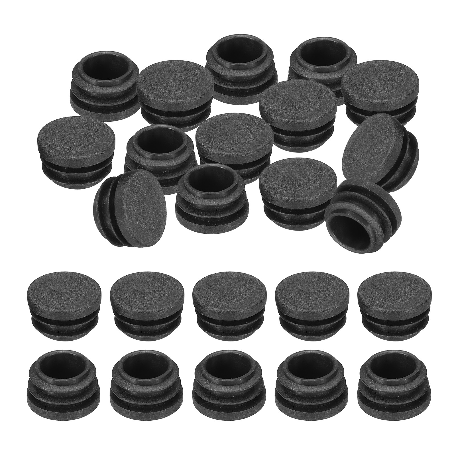 24Pcs 7/8"OD Plastic Tubing End Caps Round Hole Plug Insert Black
