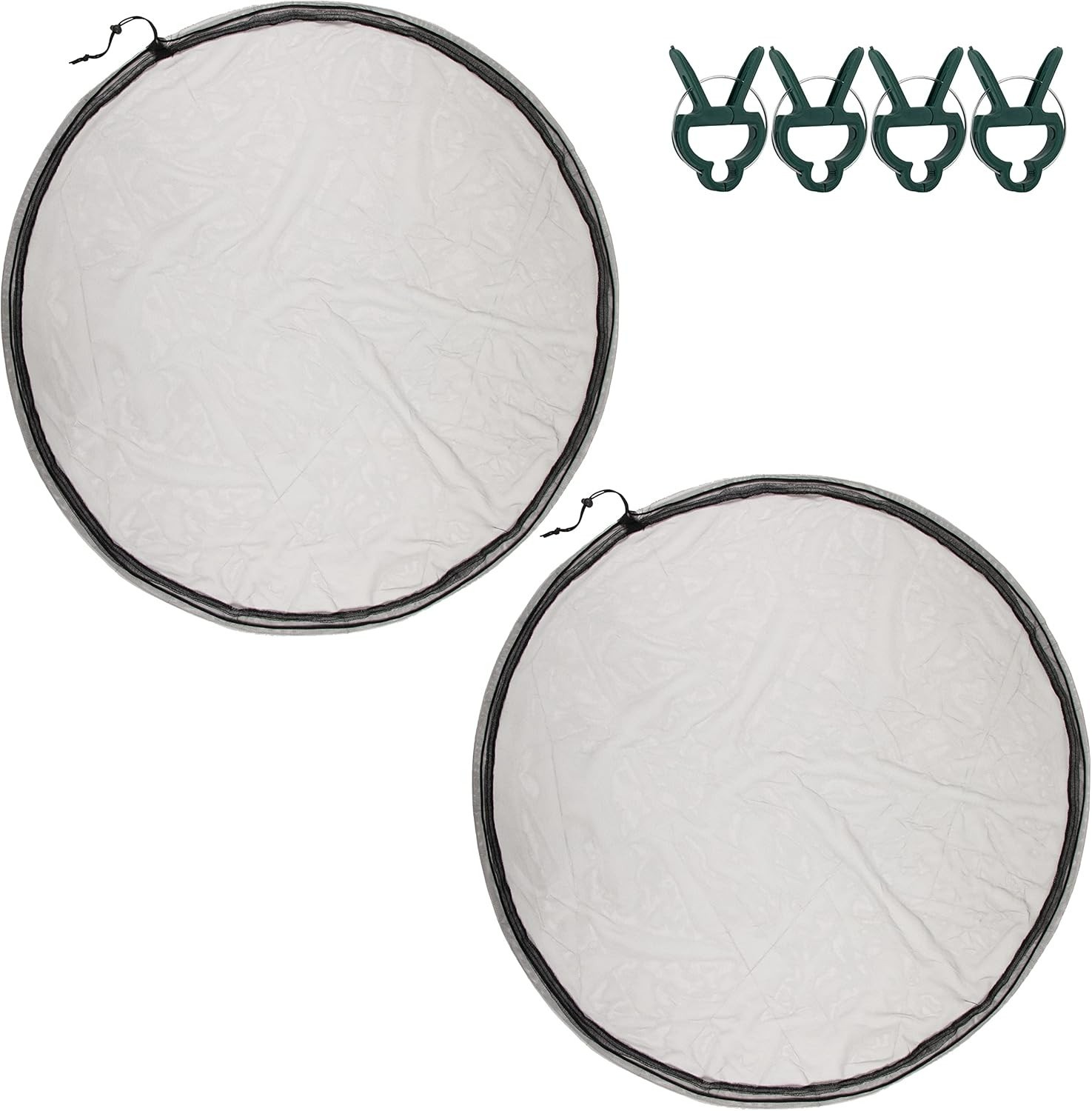 2 Pack Mesh Rain Barrel Cover Adjustable Screen Net w/ Drawstring for Debris