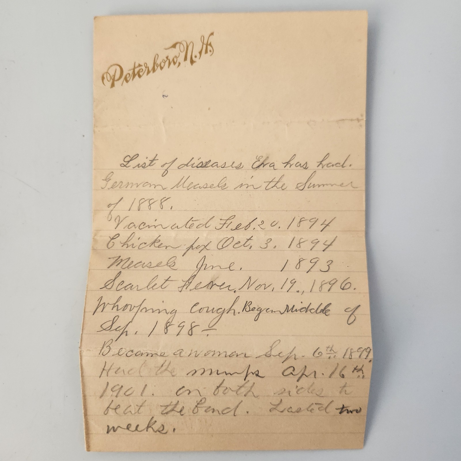 Letter List Medical Issues Vtg Antique Incest Suicide 1903 1980 Scarlet Fever VD