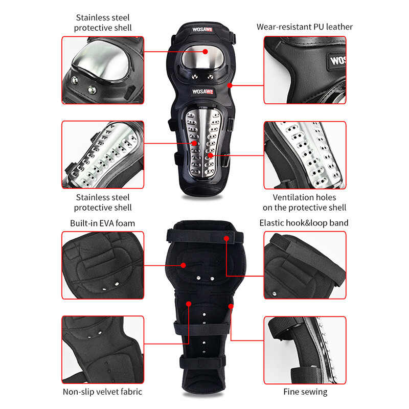 WOSAWE Motorcycle Elbow Pads Motocross Elbow Guard Stainless Steel Arm Protector