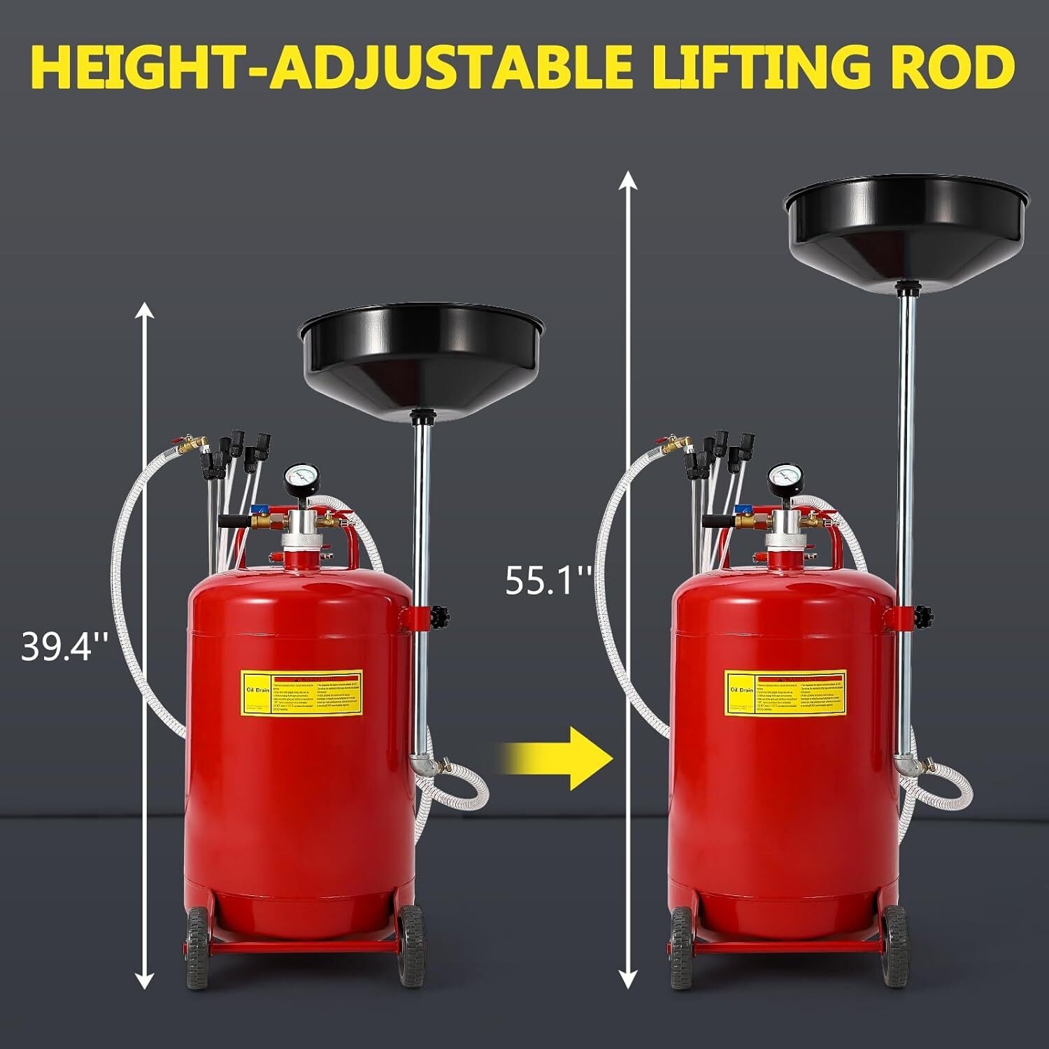 20 Gallon Waste Oil Drain Tank, Oil Drain Vacuum and Extractor for Oil Change
